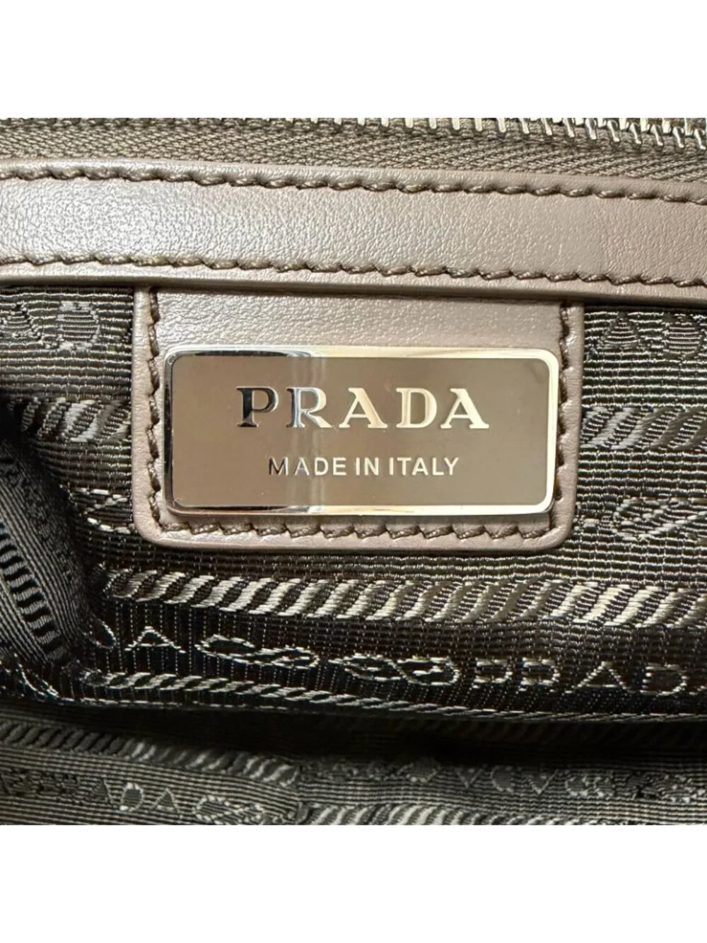 Prada Vitello Daino Leather Triangle Logo Crossbody Shoulder Bag Gray